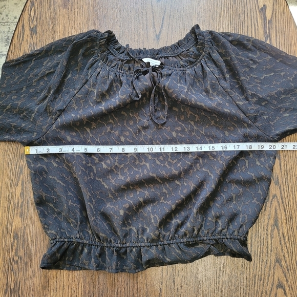 American Eagle Black Cheetah Print Sheer Long Sleeve Blouse Size Women's Small - Picture 6 of 9
